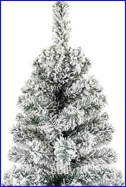 6Ft Snow Flocked Artificial Pencil Christmas Tree Holiday Decoration WithMetal Sta