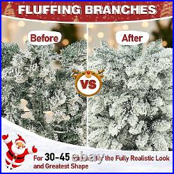 6Ft Snow Flocked Slim Pencil Christmas Tree Pre-Lit with Lights, Artificial Skin