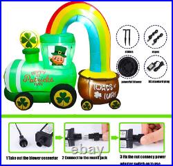6Ft St. Patricks Inflatable Rainbow Pot Of Gold Train LED Lighted Yard Decor