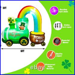 6Ft St. Patricks Inflatable Rainbow Pot Of Gold Train LED Lighted Yard Decor