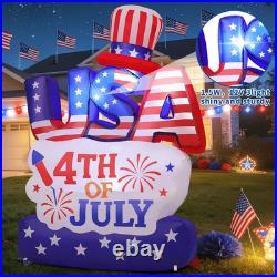 6.2FT 4Th of July Inflatable Patriotic Decoration, USA Letter Hat Blow up Yard D