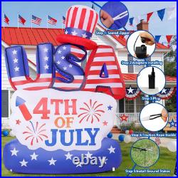 6.2FT 4Th of July Inflatable Patriotic Decoration, USA Letter Hat Blow up Yard D