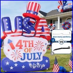 6.2FT 4Th of July Inflatable Patriotic Decoration, USA Letter Hat Blow up Yard D