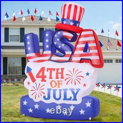 6.2FT 4Th of July Inflatable Patriotic Decoration, USA Letter Hat Blow up Yard D