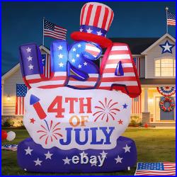 6.2FT 4Th of July Inflatable Patriotic Decoration, USA Letter Hat Blow up Yard D