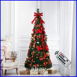 6.5FT Prelit Christmas Tree Pre-Decorated Pop Up Xmas Tree Holiday Decoration 6.5FT Prelit Christmas Tree Pre-Decorated Pop Up Xmas Tree Holiday Decoration