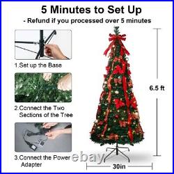 6.5FT Prelit Christmas Tree Pre-Decorated Pop Up Xmas Tree Holiday Decoration 6.5FT Prelit Christmas Tree Pre-Decorated Pop Up Xmas Tree Holiday Decoration