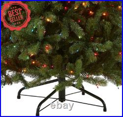 6.5Ft Pre-Lit Feel Real Douglas Fir Christmas Tree Multicolor Lights Green withSta