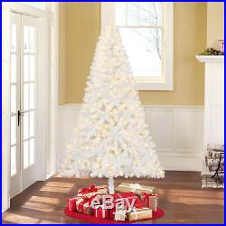 6.5Ft Pre-Lit White Artificial Christmas Tree Fir Madison Pine Clear Light Stand