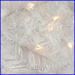 6.5Ft Pre-Lit White Artificial Christmas Tree Fir Madison Pine Clear Light Stand