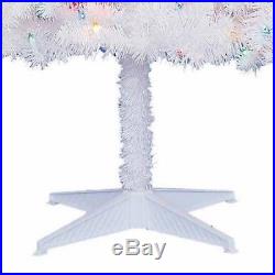 6.5Ft Pre-Lit White Artificial Christmas Tree Fir Madison Pine Multi-Color Light