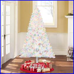6.5Ft Pre-Lit White Artificial Christmas Tree Fir Madison Pine Multi-Light Stand