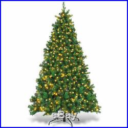 6.5Ft Pre-lit Artificial Christmas Tree PE&PVC Hinged with 650 Warm Lights Green