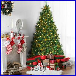 6.5Ft Pre-lit Dense Christmas Tree PE & PVC Hinged with650 Warm Lights Decoration