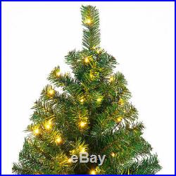 6.5Ft Pre-lit Dense Christmas Tree PE & PVC Hinged with 650 Warm Lights Green