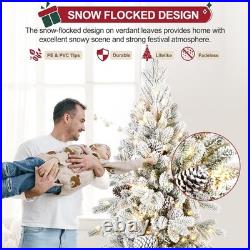 6.5Ft Prelit Snow Flocked Christmas Tree Artificial Frosted Fraser Fir&700 light