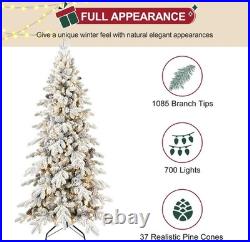 6.5Ft Prelit Snow Flocked Christmas Tree Artificial Frosted Fraser Fir&700 light