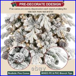6.5Ft Prelit Snow Flocked Christmas Tree Artificial Frosted Fraser Fir&700 light