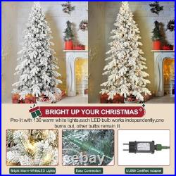6.5Ft Prelit Snow Flocked Christmas Tree Artificial Frosted Fraser Fir&700 light
