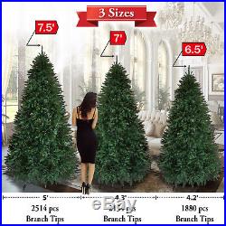 6.5-7.5′ Artificial Pre-lit Christmas Tree Tall Full Spruce w Metal Stand