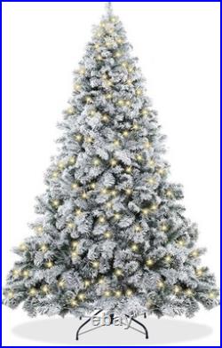 6.5/7.5ft Pre-lit Christmas Tree Artificial Snow Flocked for Home Holiday Decor