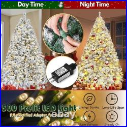 6.5/7.5ft Pre-lit Christmas Tree Artificial Snow Flocked for Home Holiday Decor