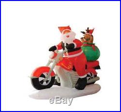 6.5′ Christmas Inflatable Santa Claus & Reindeer on Motorcycle Blowup xmas Decor