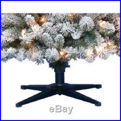 6.5 FT Pre Lit Artificial Christmas Tree Flocked Xmas Decor Snowy Clear Lights