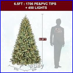 6.5 FT Pre-Lit Artificial Christmas Tree with 1651 PE&PVC 6.5FT Green(pre-lit)