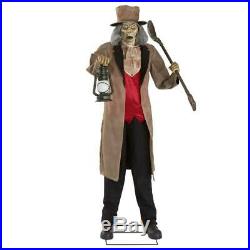 6.5 Foot Animated GRAVEDIGGER WITH LANTERN Halloween Prop HAUNTED HOUSE New