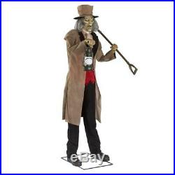 6.5 Foot Animated GRAVEDIGGER WITH LANTERN Halloween Prop HAUNTED HOUSE New