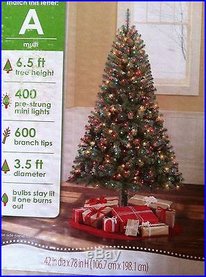 6.5 Foot Madison Pine Prelit Multi Color Lights Artificial Christmas Tree