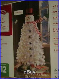 6.5 Foot Pre-lit Snowman Tree Cool White Led Lights Nib