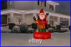6.5 Ft. Animated Inflatable Santa & Reindeer Rodeo Scene Holiday Christmas Decor