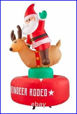 6.5 Ft. Animated Inflatable Santa & Reindeer Rodeo Scene Holiday Christmas Decor