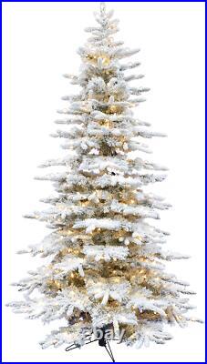 6.5-Ft. Mountain Pine Flocked Artificial Christmas Tree with Warm White LED L