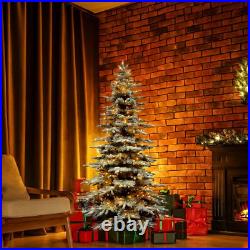 6.5-Ft. Mountain Pine Flocked Artificial Christmas Tree with Warm White LED L