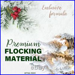 6.5-Ft. Mountain Pine Flocked Artificial Christmas Tree with Warm White LED L