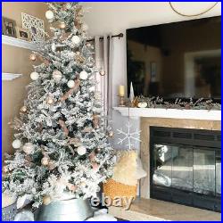 6.5-Ft. Mountain Pine Flocked Artificial Christmas Tree with Warm White LED L