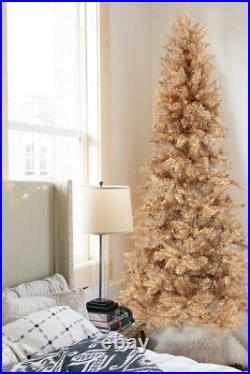 6.5′ Rose Gold Artificial Xmas Christmas Tree with Metal Stand, 624 Tips Decor