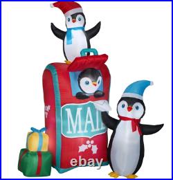 6.5′ Self-Inflatable LED-Lighted Mailbox with Penguins Christmas Outdoor Decor