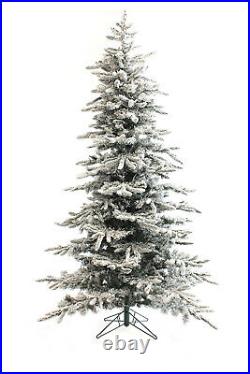 6.5′ Slim Snow Flocked Utica Christmas Tree with Metal Stand, 961 Tips, Dia 50