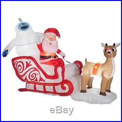 6.5 ft. LONG RUDOLPH BUMBLE SANTA SLEIGH AIRBLOWN INFLATABLE Blow Up CHRISTMAS