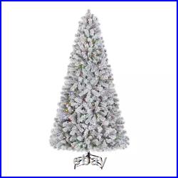 6.5-ft Luxurious Flocked Pine Pre-Lit Christmas Tree with Color-Changing Fairy