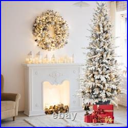 6.5 ft Pre-Lit Flocked Artificial Christmas Tree Slim pencil &350 light Outdoor 6.5 ft Pre-Lit Flocked Artificial Christmas Tree Slim pencil &350 light Outdoor
