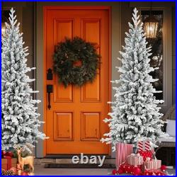 6.5 ft Pre-Lit Flocked Artificial Christmas Tree Slim pencil &350 light Outdoor 6.5 ft Pre-Lit Flocked Artificial Christmas Tree Slim pencil &350 light Outdoor