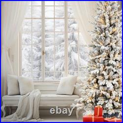 6.5 ft Pre-Lit Flocked Artificial Christmas Tree Slim pencil &350 light Outdoor 6.5 ft Pre-Lit Flocked Artificial Christmas Tree Slim pencil &350 light Outdoor