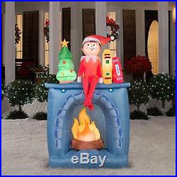 6.5 ft. Scout Elf on Fireplace Elf on the Shelf Christmas Inflatable