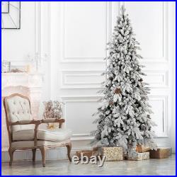 6.5 ft Snow Flocked Christmas Tree Atificial Fir Xmas Tree with 1085 PE/PVC Tips