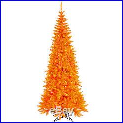 6.5′ ft x 34 Orange Slim Artificial Holiday Christmas Tree withMulti-Color Lights